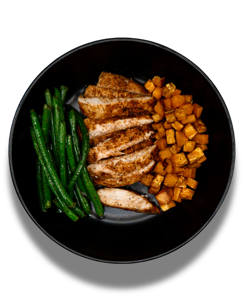 Cajun Grilled Chicken with Sweet Potatoes and Green Beans