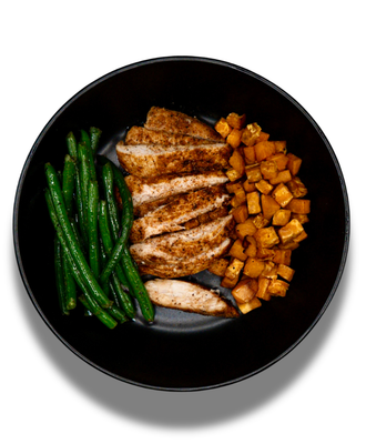 Cajun Grilled Chicken with Sweet Potatoes and Green Beans